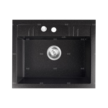 MEZZO II zlewozmywak granitowy 1-komorowy 48/58, grafit shine