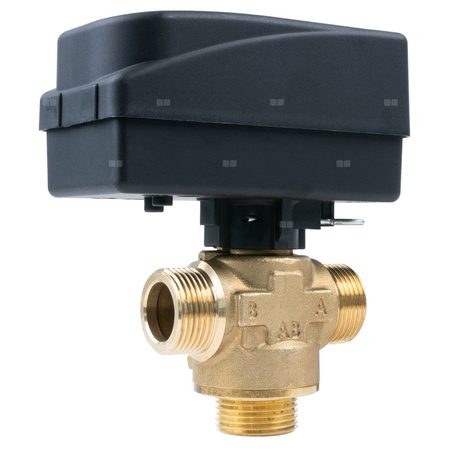 Zawór trójdrożny AFRISO AZV 642 mosiądz, średnica DN 15 gwinty zewnętrzne silnik elektryczny