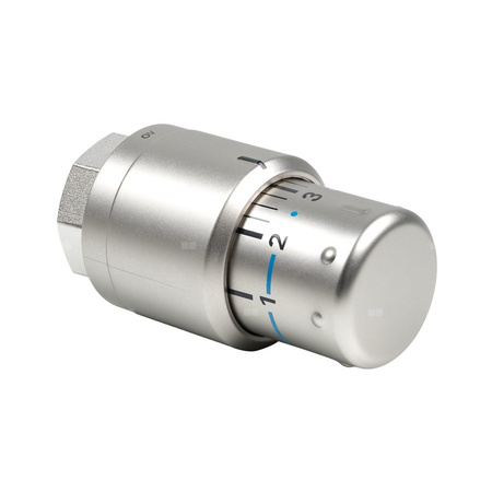 Głowica termostatyczna w kolorze stali szlachetnej