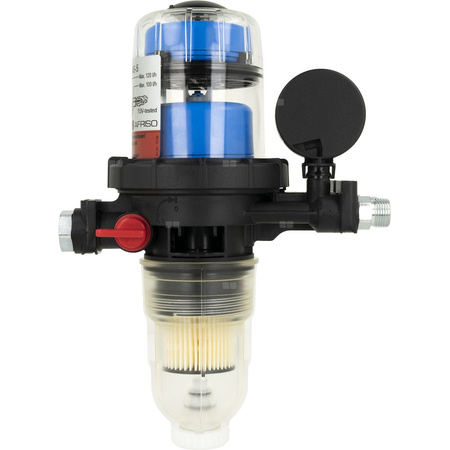 Filtr olejowy AFRISO FloCo-Top-2CM MS-5zintegrowany z odpowietrznikiem fi 3/8''/3/8'' GW x GZ, z wkładem opticlean, maks. przepływ 100 l/h