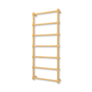 Grzejnik elektryczny TERMA RETRO 1170 x 500 mm, kolor szczotkowany mosiądz, moc 300 W, podłączenie E8, kabel prosty bez wtyczki z maskownicą czarny