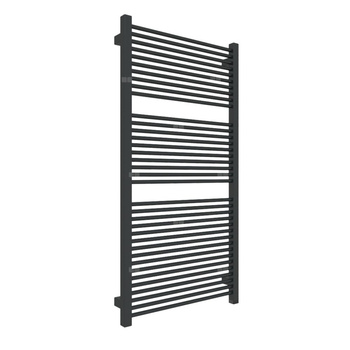 Grzejnik elektryczny TERMA MIKE ONE 530 x 1035 mm, kolor czarny jak kruk soft RAL9005, moc 600 W, podłączenie E8, kabel spiralny z wtyczką 2,5m czarny