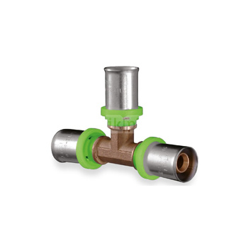 Trójnik QIK Zaprasowywany II mosiądz 63 mm (złącze zaprasowywane)