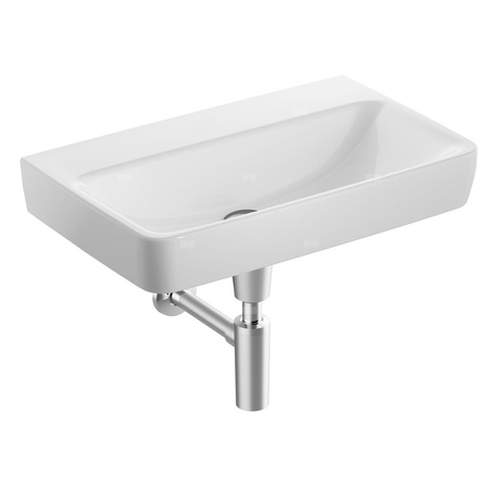 Umywalka GEBERIT Selnova Compact prostokątna, biała, 650mm, bez otworu na baterię, bez odpływu przelewowego, półka od ściany