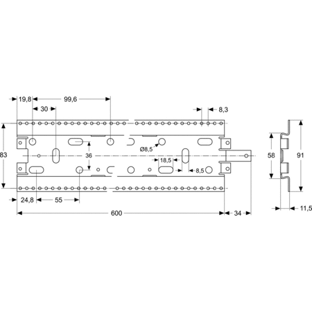 ARCHIMODULE SZYNA MONTAŻOWA KIT 600MM