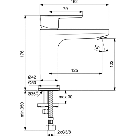 Bateria umywalkowa CERAFINE O, H120 RMTD N