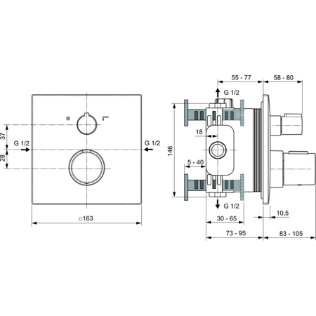 Bateria wannowa-natryskowa Ceratherm C100 CHR KIT2