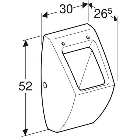 Geberit Pareo Pisuar do pokrywy, B30cm, H52cm, T26.5cm, dopływ z tyłu, odpływ do tyłu