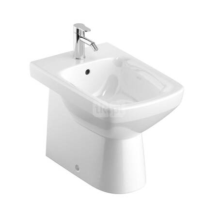 Geberit Selnova Square Bidet stojący przylegający do ściany, B35cm, H40cm, T53cm, częściowo ukryte mocowania, z przelewem, z otworem na baterię