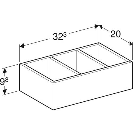 Geberit Smyle Square Wkład do szuflady, podział w kształcie litery H, do szuflady dolnej, B32.3cm, H9.8cm, T20cm, lava