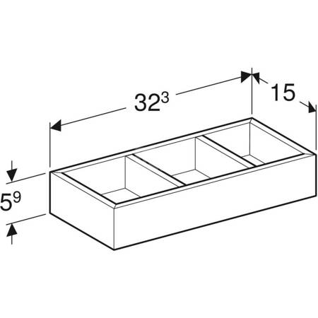 Geberit Smyle Square Wkład do szuflady, podział w kształcie litery H, do szuflady górnej, B32.3cm, H5.9cm, T15cm, lava