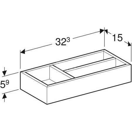 Geberit Smyle Square Wkład do szuflady, podział w kształcie litery T, do szuflady górnej, B32.3cm, H5.9cm, T15cm, lava