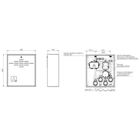 Grupa pompowa AFRISO PrimoBox ACB 910 GZ x GW 3/4'' x 3/4'', z zaworem mieszającym, z siłownikiem arm 141 proclick