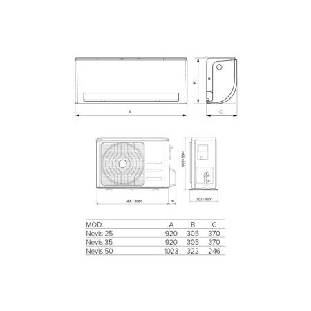 Klimatyzator split zestaw ARISTON NEVIS EVO R32 25 MUD0 jednostka wewnętrzna i zewnętrzna 2,7 kW