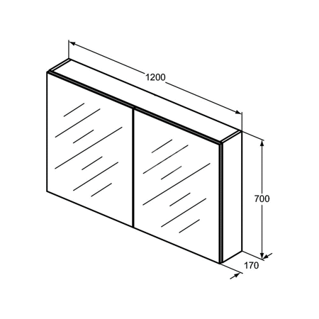 M+L SZAFKA Z LUST. ŚR 120X70 MATT AL 11W