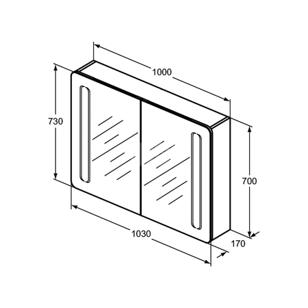 M+L SZAFKA Z LUST. WY 100X70 MATT AL 20W