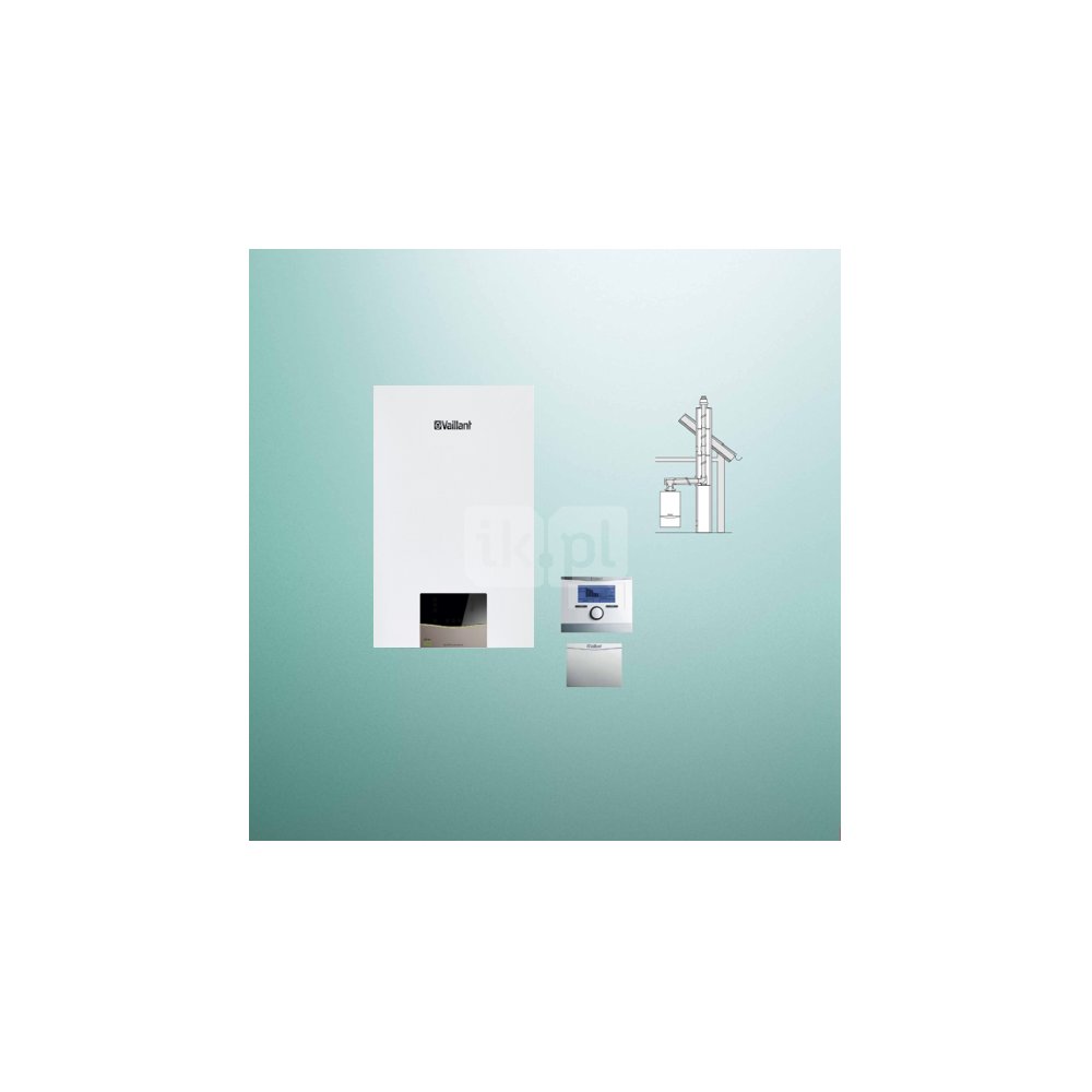 Pakiet - Kocioł gazowy dwufunkcyjny VAILLANT ecoTEC exclusive VCW 36CF/1-7 kondensacyjny wiszący 3.4-27.1 kW + Regulator sensoCOMFORT 720 + Zestaw powietrzno-spalinowy szachtowy 