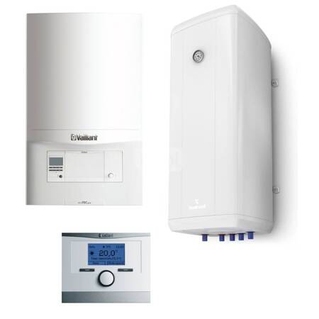 Pakiet - Kocioł gazowy jednofunkcyjny VAILLANT ecoTEC pro VC 146/5-3 kondensacyjny wiszący 5.9-15.3 kW + Czujnik c.w.u. + Regulator calorMATIC 350 + Zasobnik c.w.u Vulcan 140L wiszący