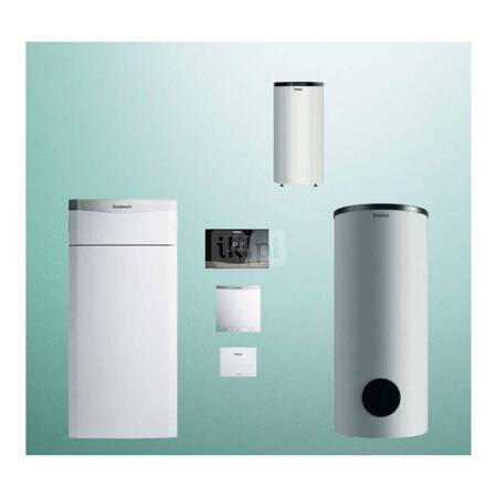 Pakiet systemowy OZE - Pompa ciepła gruntowa solanka-woda VAILLANT VWF 87/4 flexoTHERM 8.8 kW 400 V + Regulator sensoCOMFORT VRC 720 + Zasobnik c.w.u. VIH RW300/3BR + Zasobnik buforowy VPS R 100/1M + Moduł komunikacji internetowej VR 940f