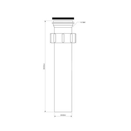 Przedłużka do syfonu zlewozmywakowego 11/2"x40mm L-200mm