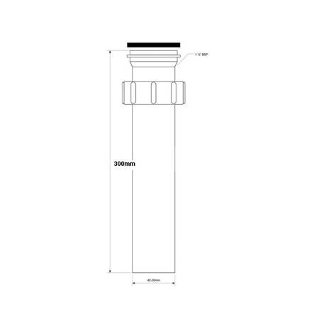 Przedłużka do syfonu zlewozmywakowego 11/2"x40mm L-300mm