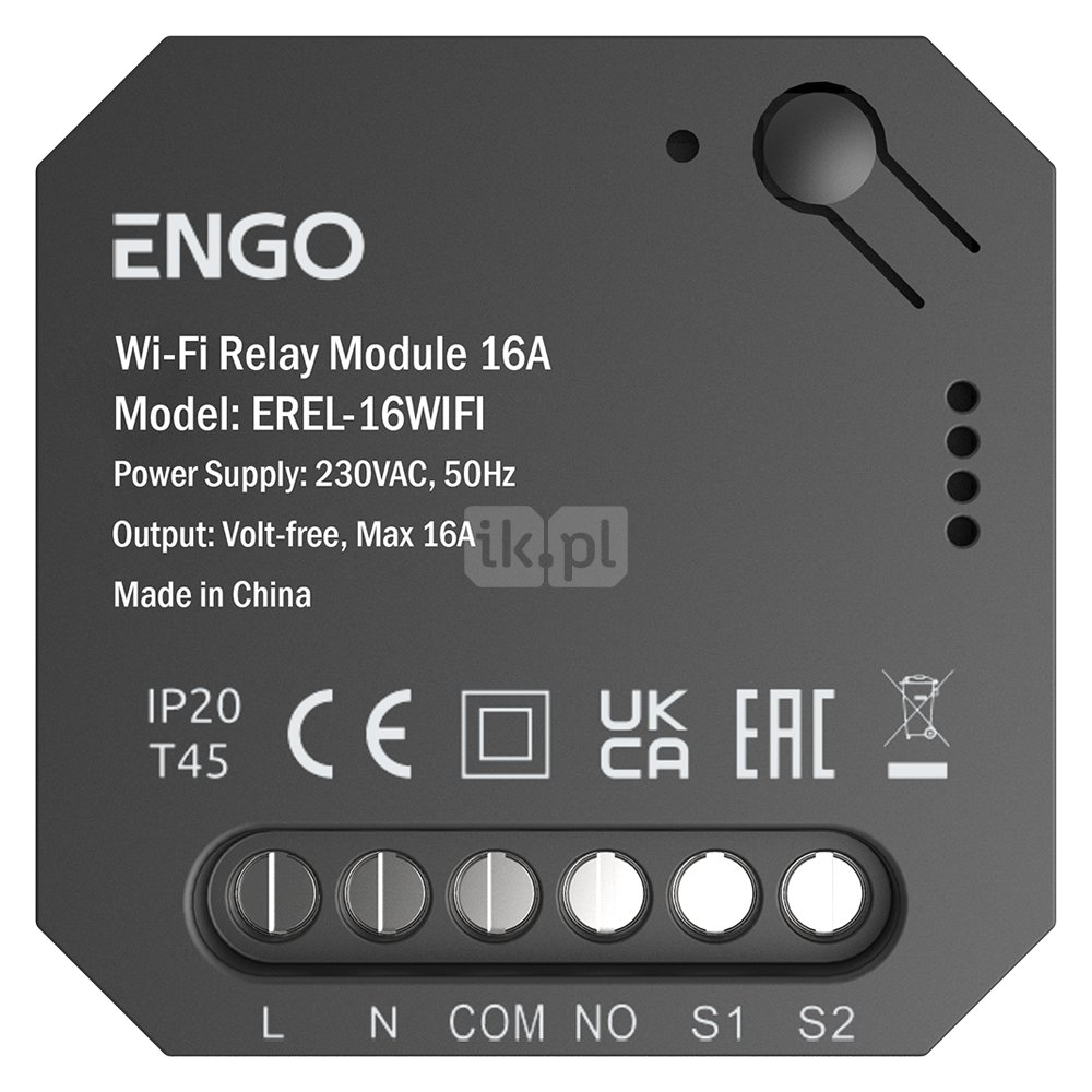 Smart Relay -   inteligentny przekaźnik WIFI do systemu ENGO Smart, 1x16A, NO-COM