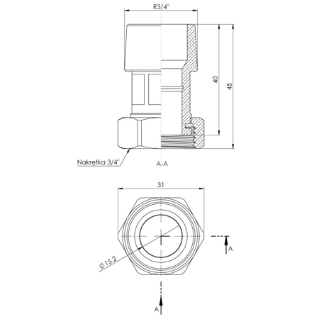 Śrubunek hydrauliczny AFRISO Zestaw z uszczelkami i dwoma zaworami zwrotnymi mosiądz (niklowany) GW 3/4'' z pierścieniem zacinającym