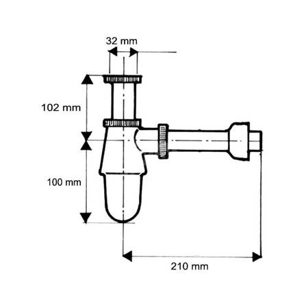 Syfon umywalkowy butelkowy 1 1/4"x32mm bez spustu ANTYCZNY MOSIĄDZ