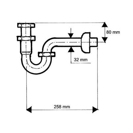 Syfon umywalkowy rurowy 11/4"x32mm bez spustu ANTYCZNY MOSIĄDZ