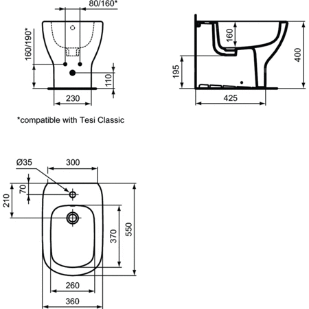 TESI BIDET STOJĄCY BIAŁY MAT