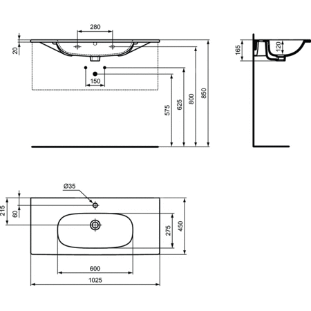 TESI UMYWALKA 100 CM BIAŁY MAT