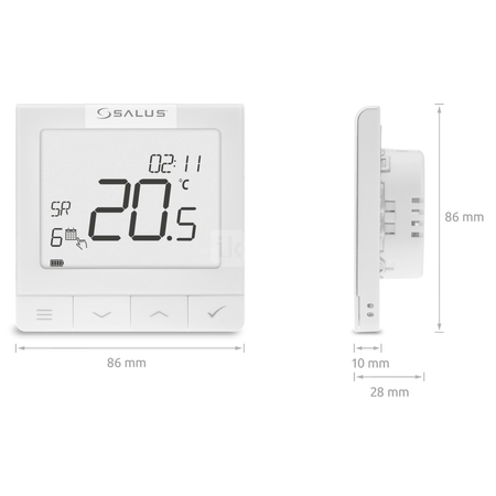 Temostat pokojowy dwużyłowe SALUS WQ610, kolor biały 230 V z wyświetlaczem