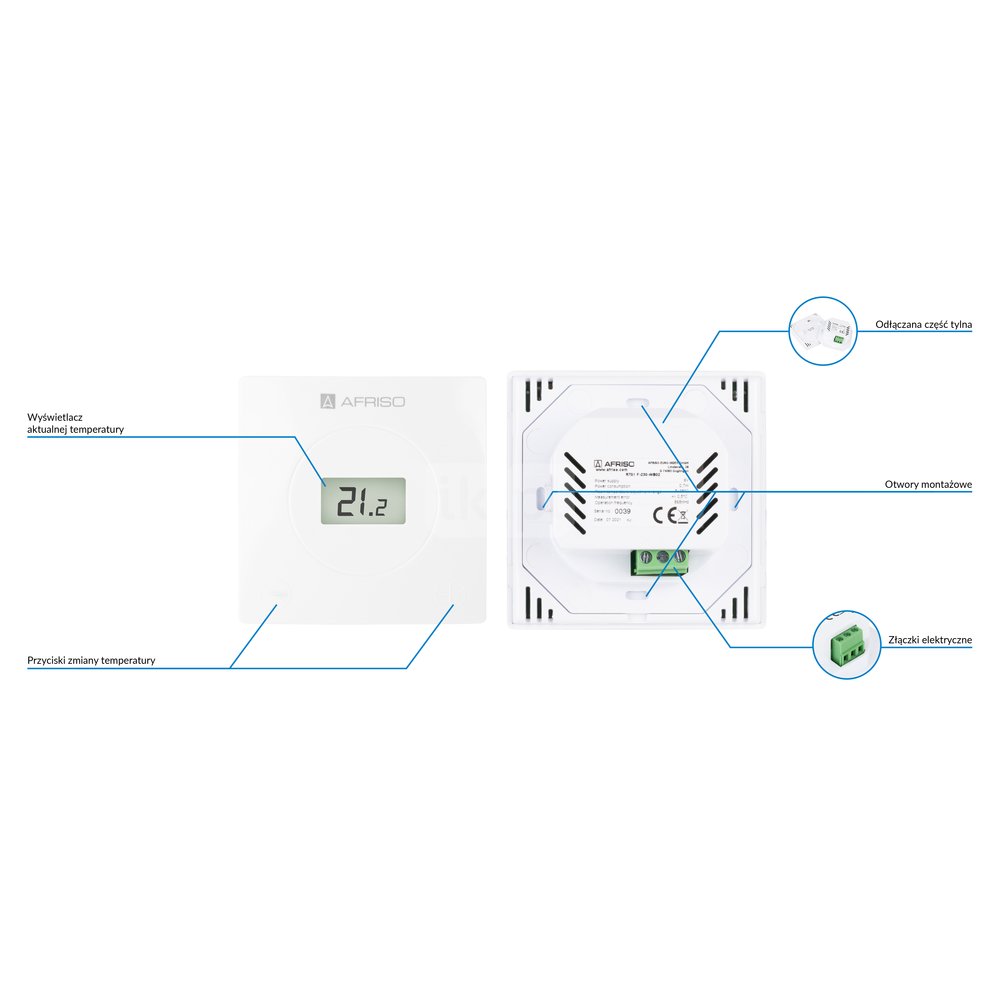 Termostat AFRISO RT01 zasilanie 230 V AC floorcontrol 5-35'C