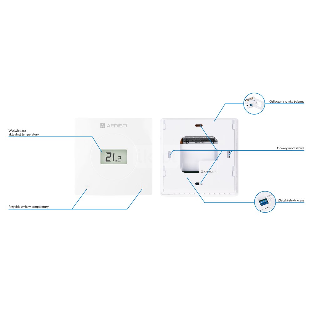 Termostat AFRISO RT01 zasilanie bateryjne (2xaaa) floorcontrol 5-35'C