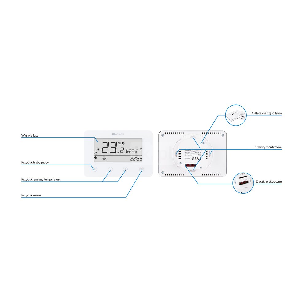 Termostat AFRISO RT05 zasilanie 230 V AC floorcontrol 5-35'C