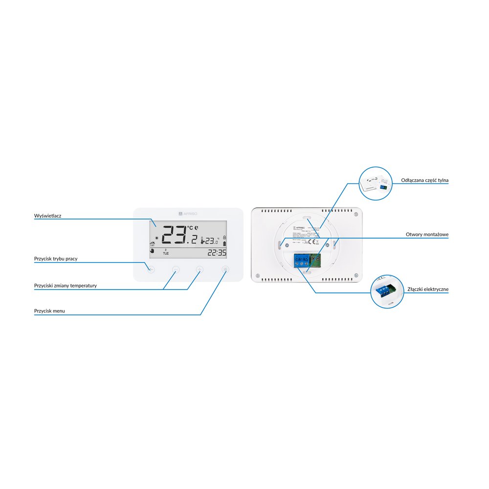 Termostat AFRISO RT05 zasilanie bateryjne (2xaaa) floorcontrol 5-35'C