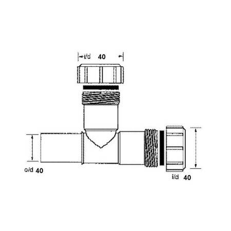 Trójnik nakrętno-proste 3x40mm