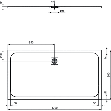 ULTRAFLAT S BRODZIK 170X90 CONC GR