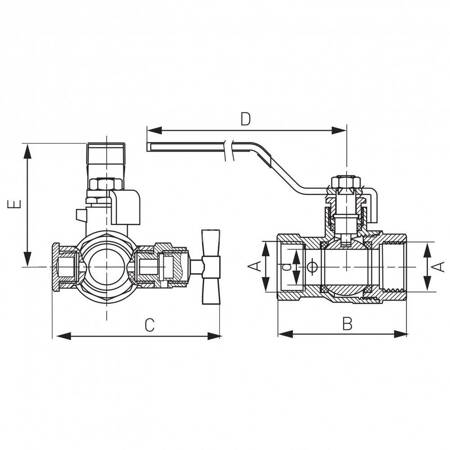 Zawór kulowy FERRO Z odpowietrznikiem ręcznym i korkiem 1/2'' GW, uchwyt: dźwignia