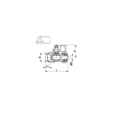 Zawór kulowy "mini" wkrętny 1/2'' ze złączką do rur PEX 16x2 mm